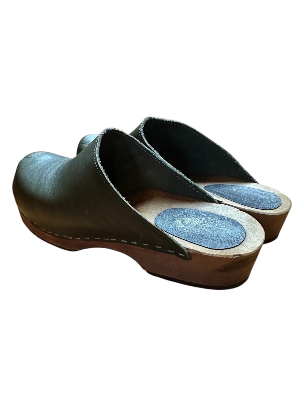 Kitty Clogs Made in Sweden Klassisk Agave Green Leather Clog Shoes - Picture 3 of 8